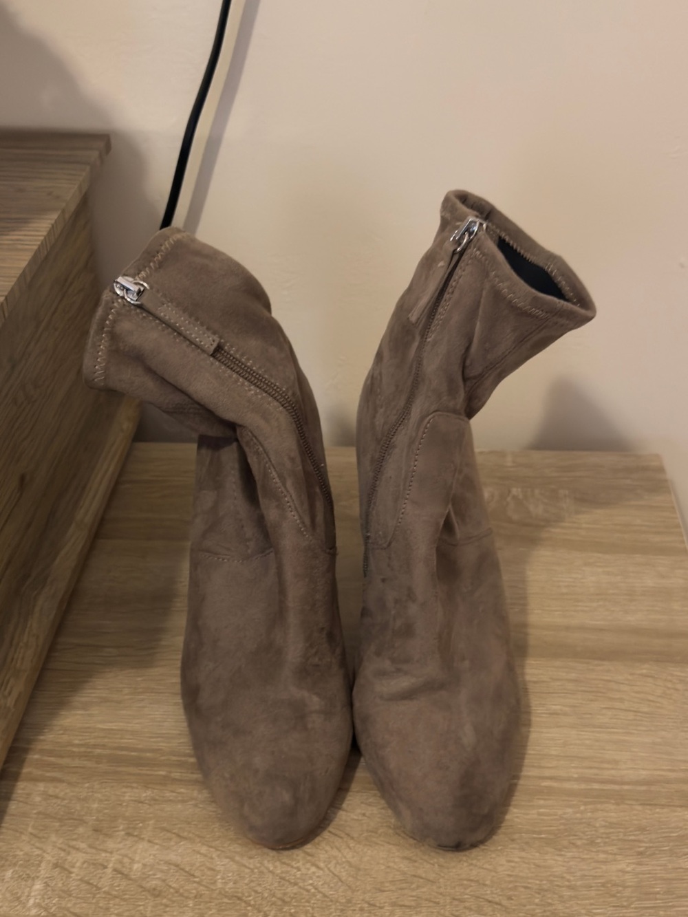 Steve Madden Taupe Suede Mid-Calf Heeled Boots